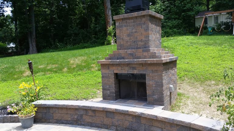 Outdoor Fireplace and Seat Wall