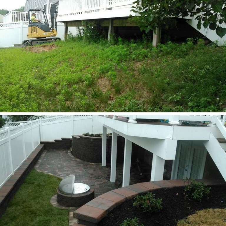 Backyard Under Deck Patio & Wall Combo - Severn Md